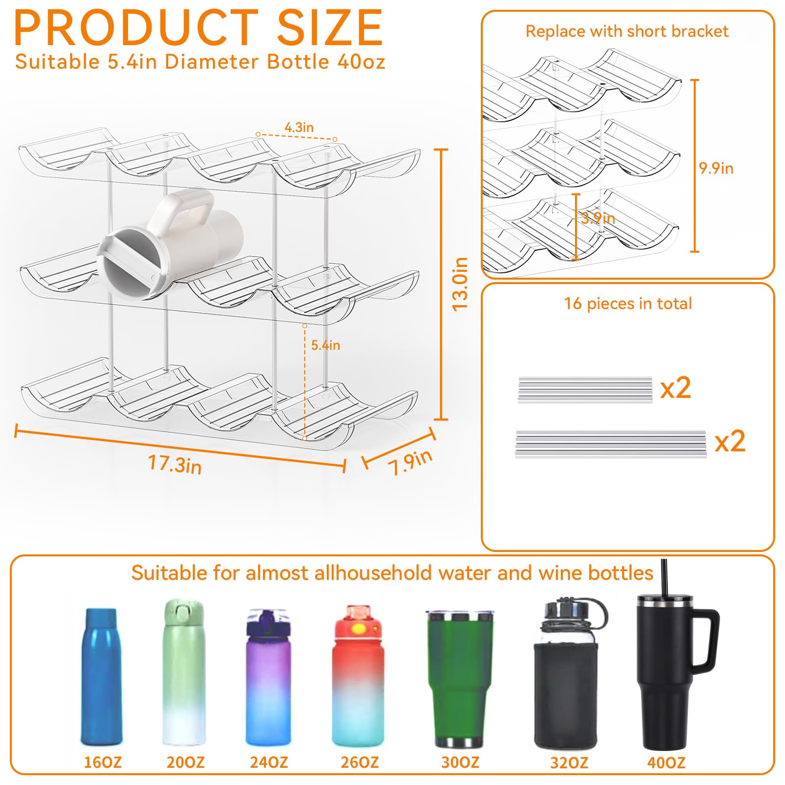 Close-up of Yieach stackable cup rack showing wide compartments for handles
