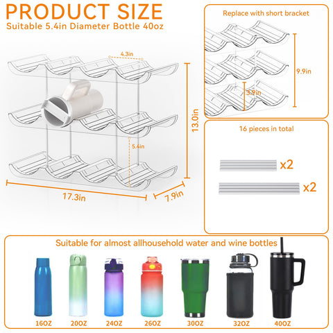 Close-up of Yieach stackable cup rack showing wide compartments for handles