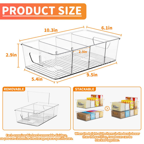 Yieach organizer with dividers keeps snacks neatly separated