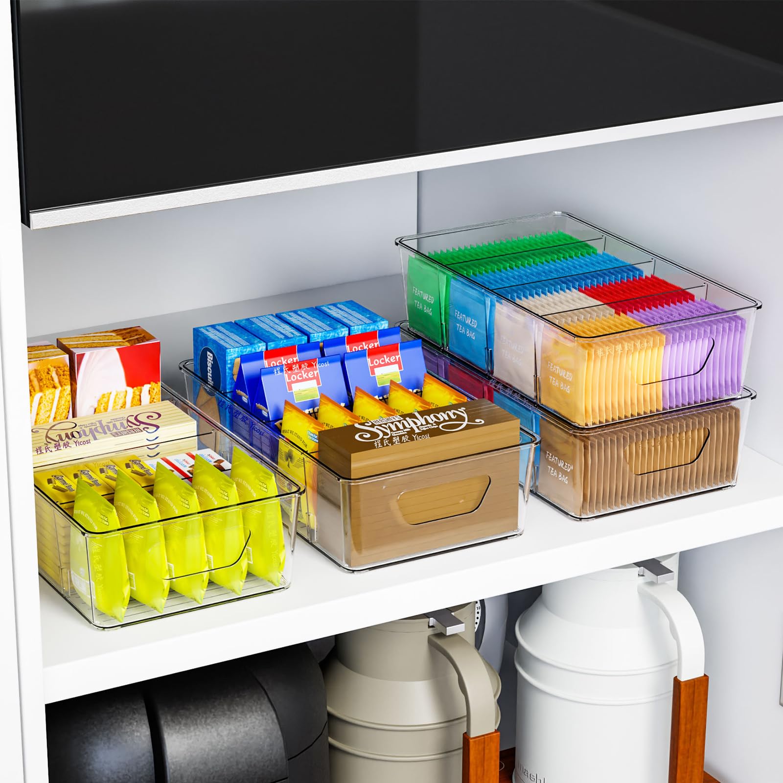 Yieach fridge bin offering clear visibility on refrigerated shelves