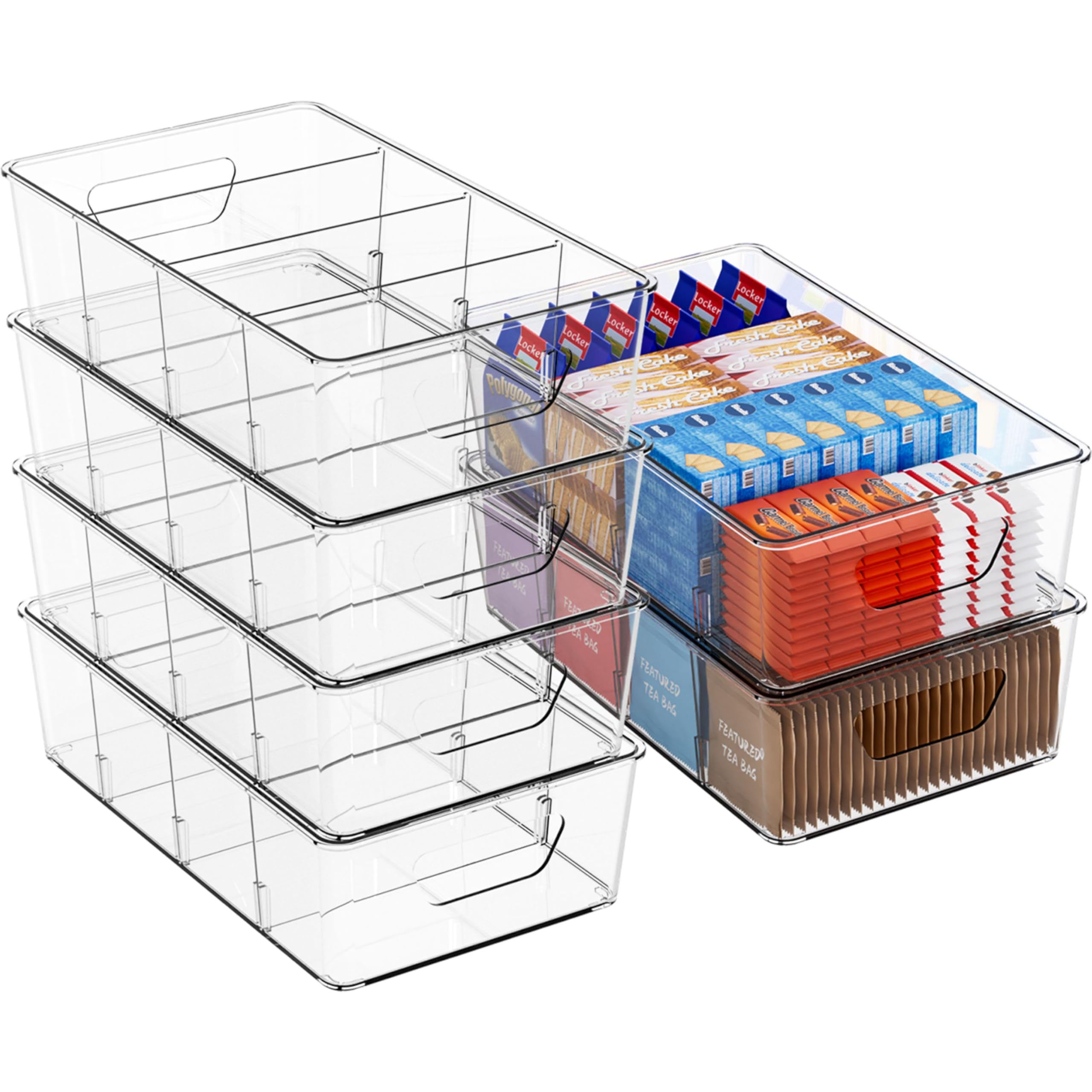 Yieach stackable pantry bin for organized snacks and visibility
