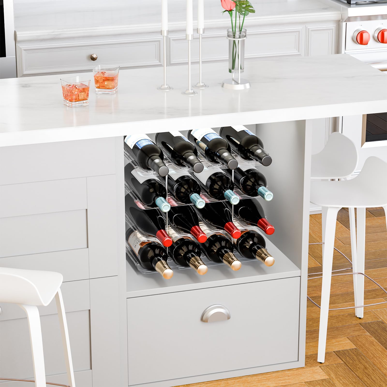 Yieach tabletop wine holder keeps essentials within easy reach.