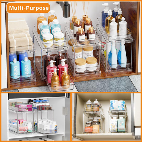 Yieach two-tier under-sink drawer with curved handle for comfortable use