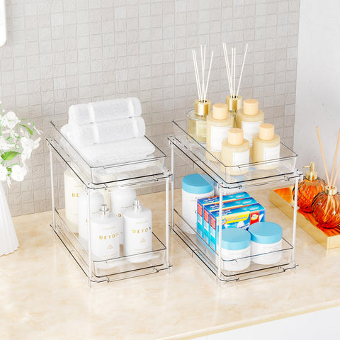 Yieach space-saving two-tier system maximizes vertical cabinet space
