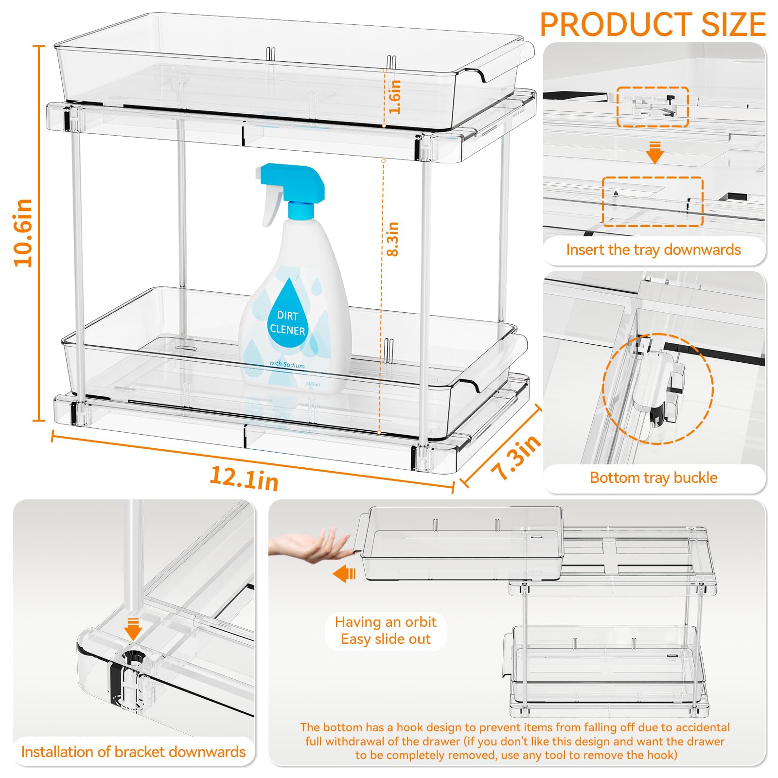 Yieach clear acrylic drawers for quick content visibility