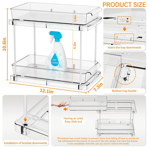 Yieach clear acrylic drawers for quick content visibility