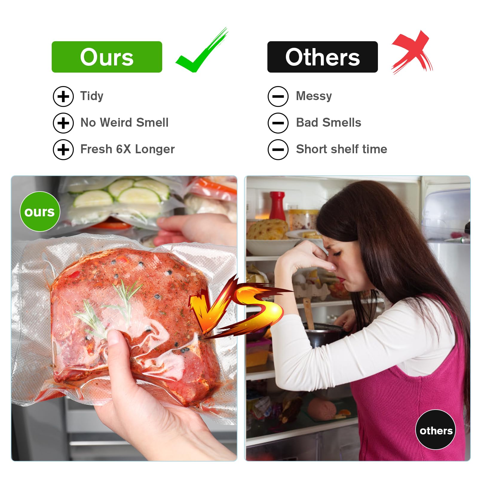In-kitchen use: sealing meat and produce for longer-lasting freshness.