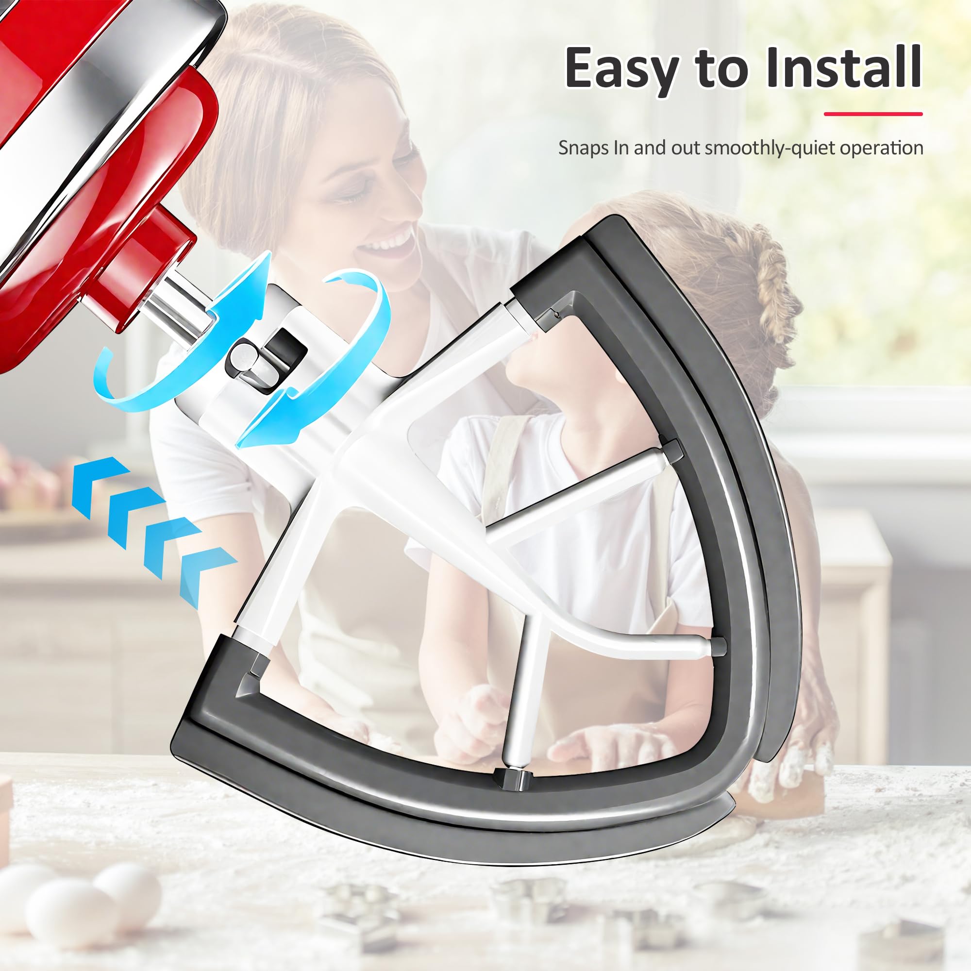 YIFOCUS Flex Edge Beater auto-scrape action promotes consistent textures.