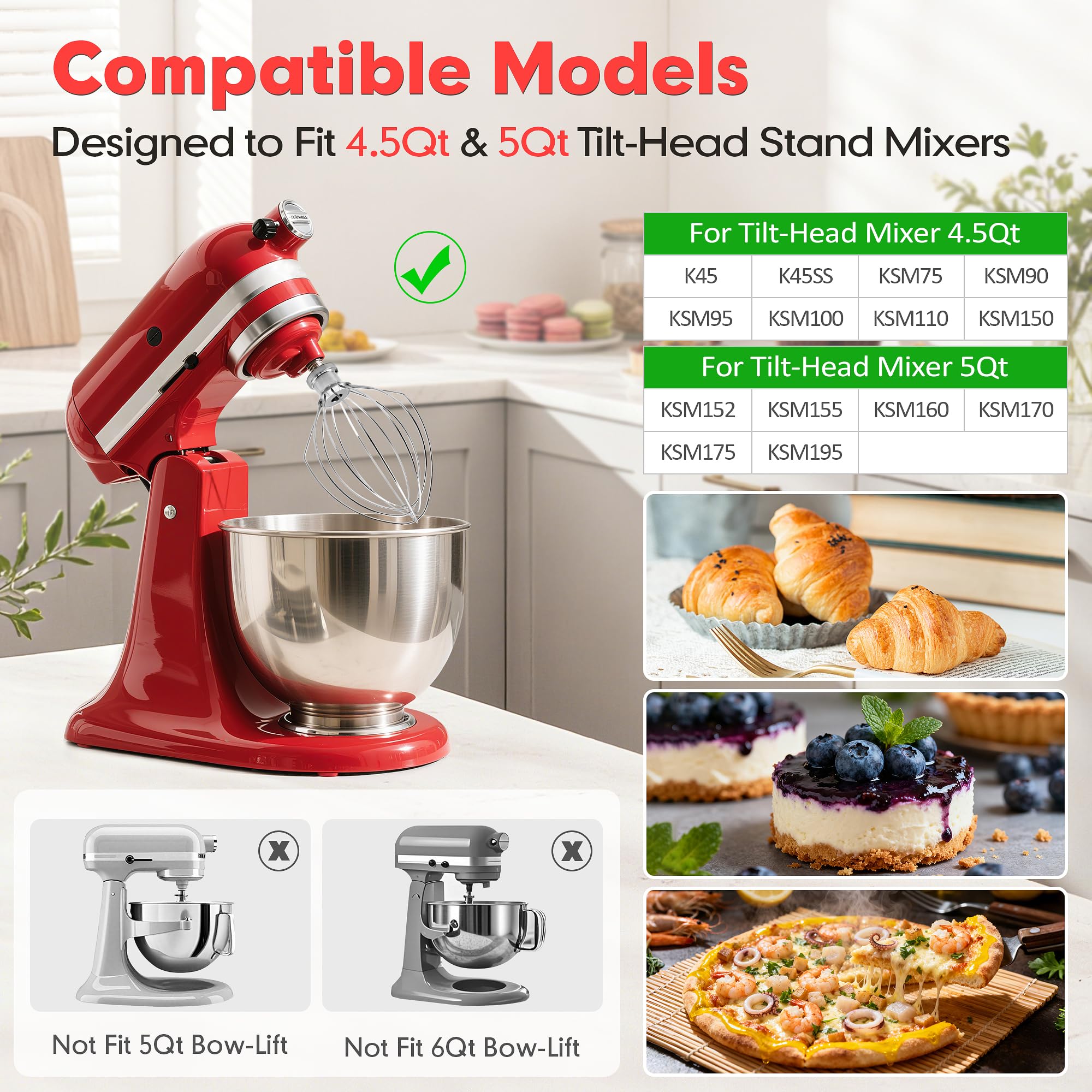 YIFOCUS compatibility with KitchenAid tilt-head mixers ensures secure, reliable fitting.