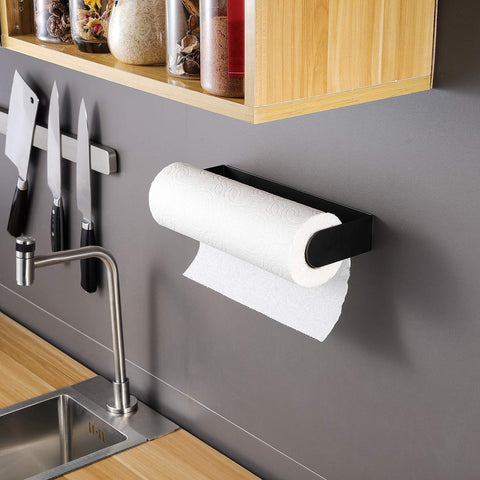 YIGII modern kitchen setup with wall-mounted towel holder for easy reach.