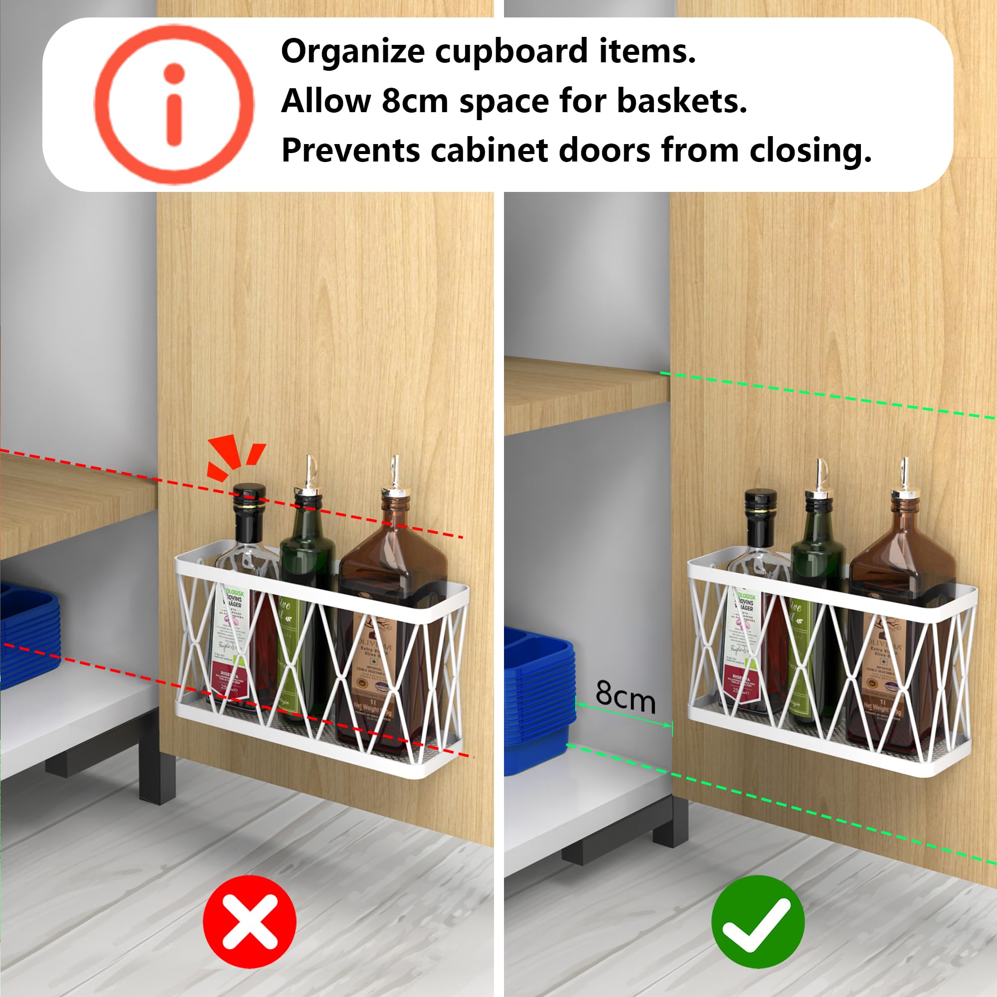 YIGII wall-mounted cabinet organizer with open wire grid for quick item visibility.