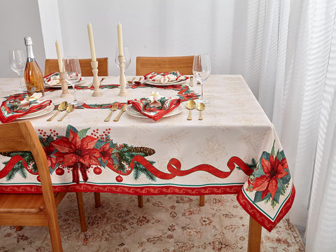 YiHomer Christmas tabletop ambiance with elegant bows and blossoms