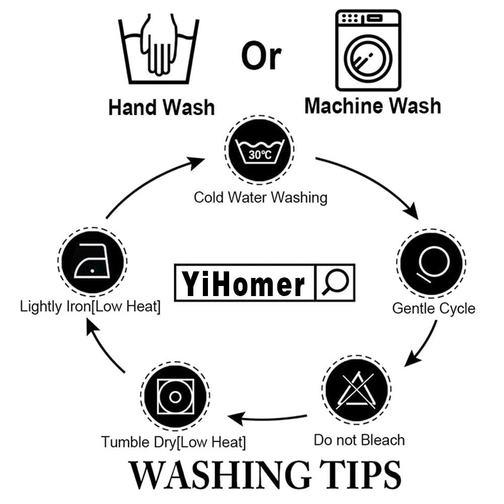 YiHomer Pastoral round tablecloth machine washed, showing easy care.