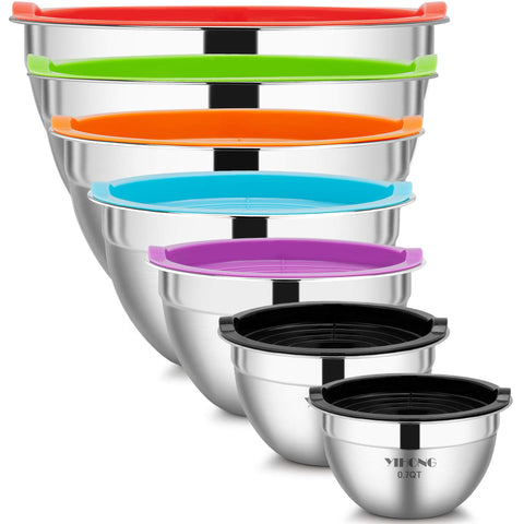YIHONG 7-piece mixing bowls with lids in nesting design for space saving