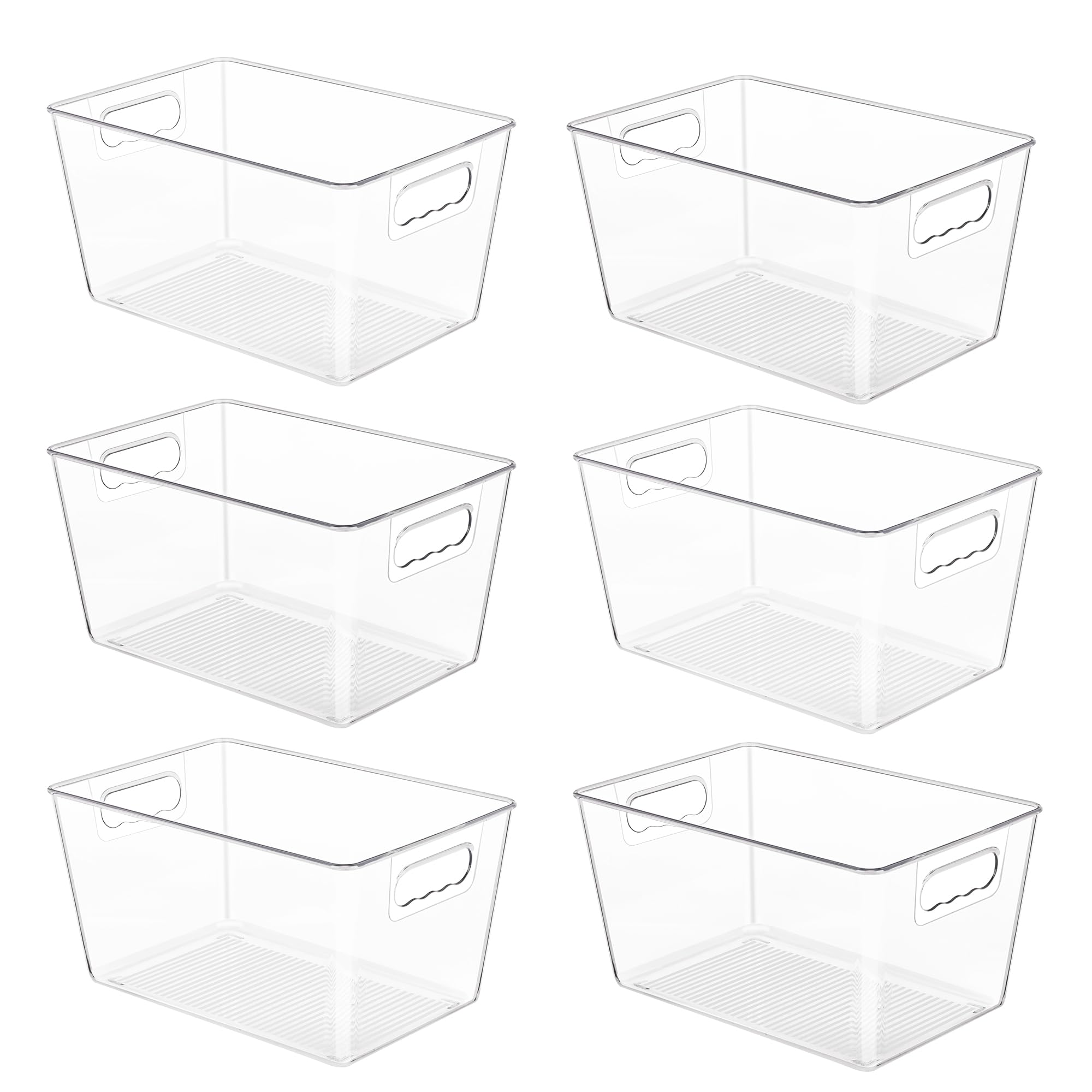 YIHONG clear pantry bin stackable with handle keeps snacks visible and organized.