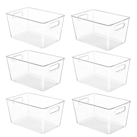 YIHONG clear pantry bin stackable with handle keeps snacks visible and organized.
