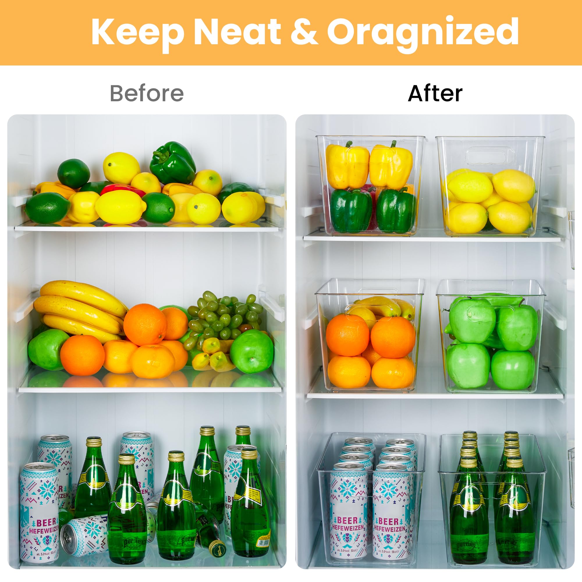 YIHONG clear bin for freezer use, keeps items organized and easy to locate.