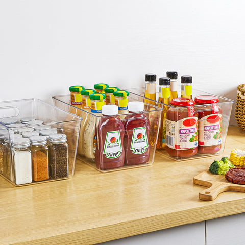 YIHONG fridge and pantry organization bin groups similar items together.