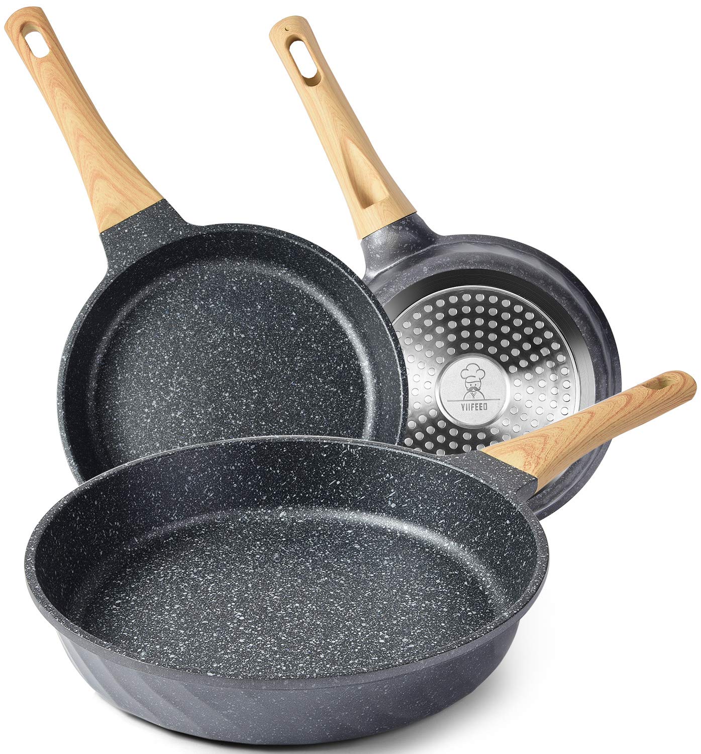 YIIFEEO easy-clean coating helps quick cleanup after cooking