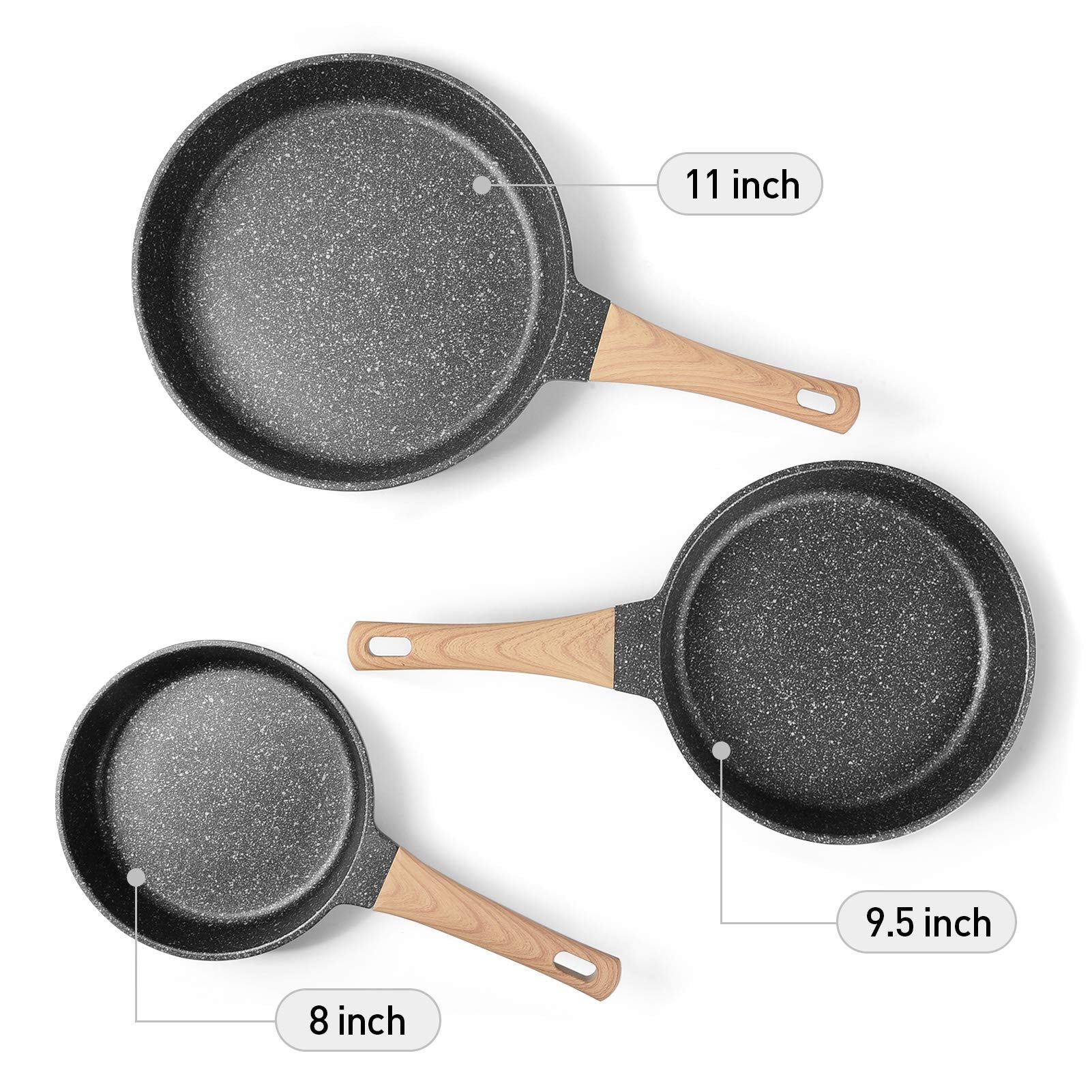YIIFEEO 9-5-inch pan with wide surface for even sautéing