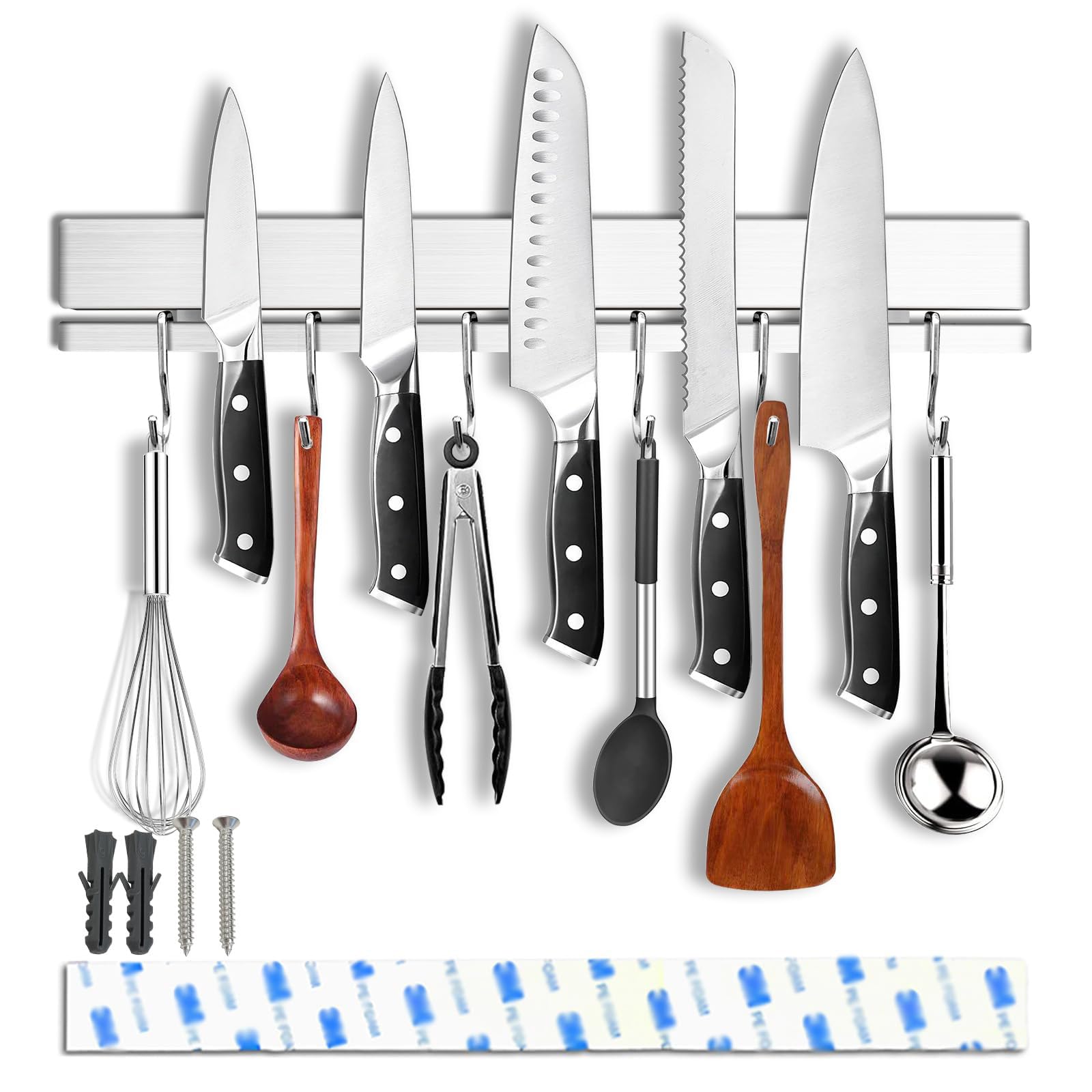 YIIYIIN strong magnetic knife strip on the wall for quick access to blades.