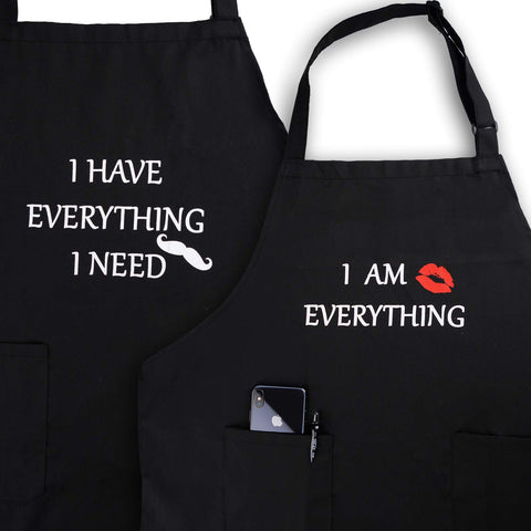 YIKA apron for couples with waterproof coating keeps clothes clean during cooking