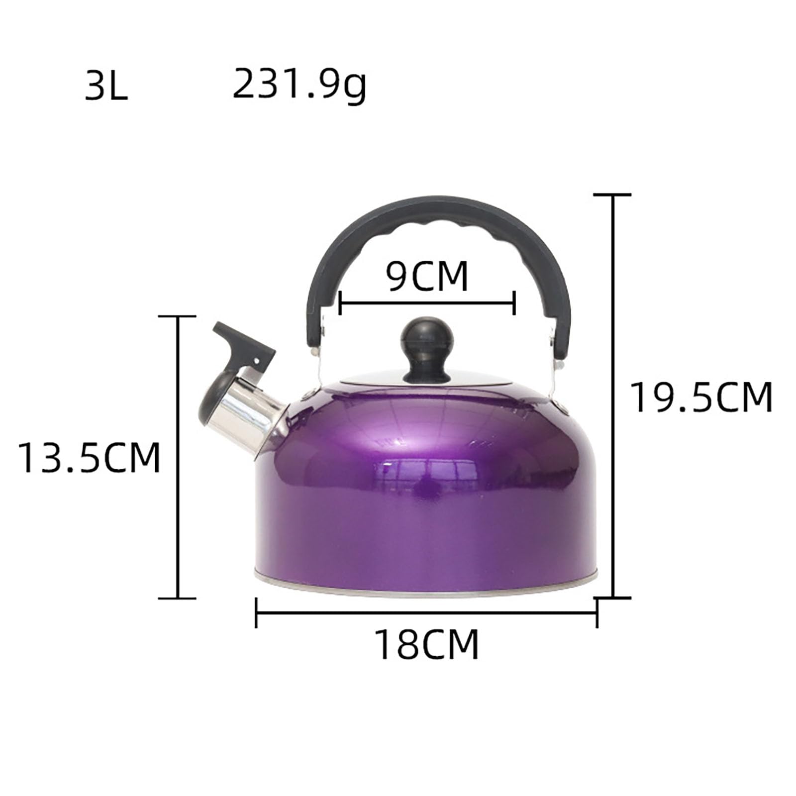 Top view of YIKANGHENG 3 L kettle highlighting large capacity.