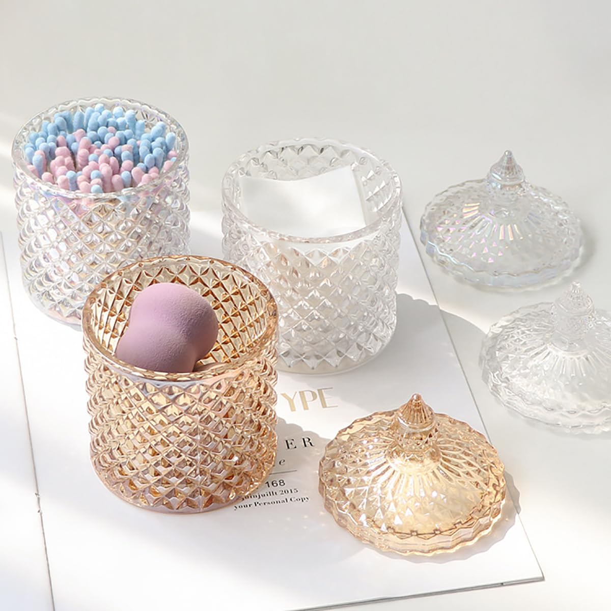 YILUSHHENGHUA glass jewelry box amber organizing small accessories