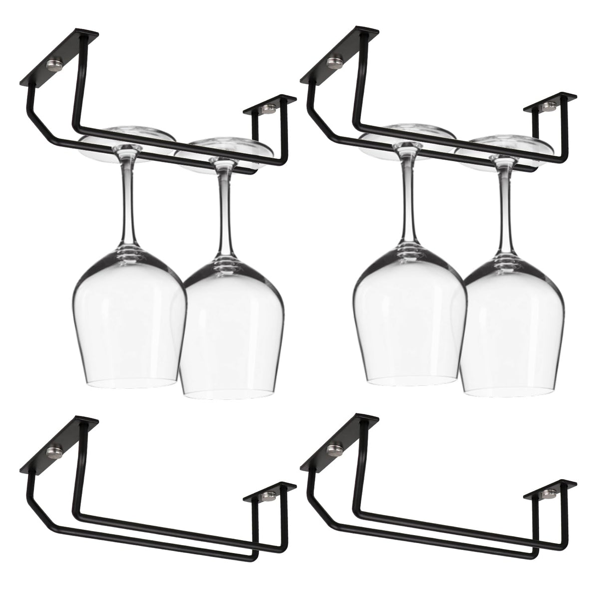 Yimerlen 7inch black wine glass rack under cabinet securely holds stemware, freeing counter space