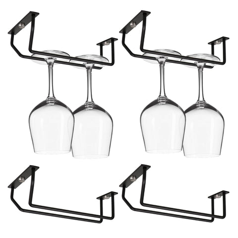 Yimerlen 7inch black wine glass rack under cabinet securely holds stemware, freeing counter space