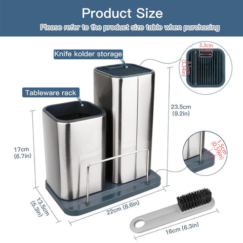 Yimerlen universal knife block side view with compact, stable base for safe use