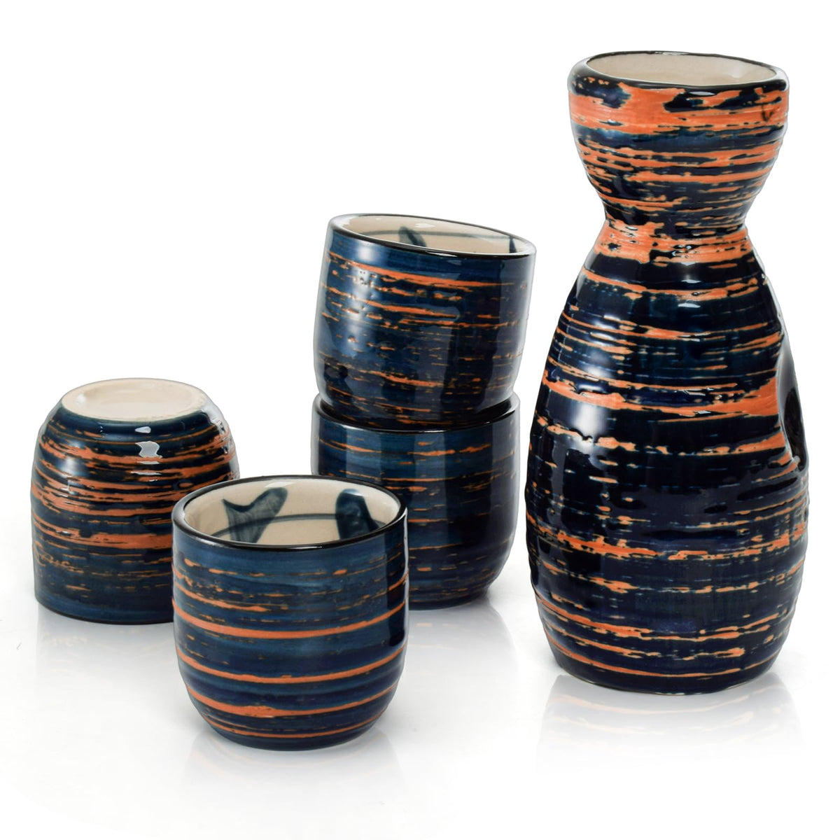 YIMITEE sake carafe with blue sunset glaze for elegant serving