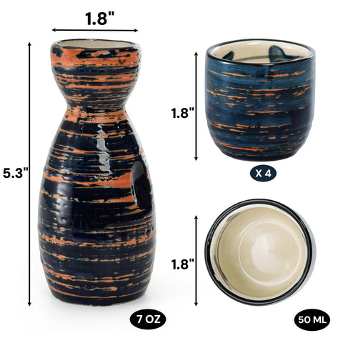 YIMITEE 50 ml sake cups in blue sunset glaze for precise portions