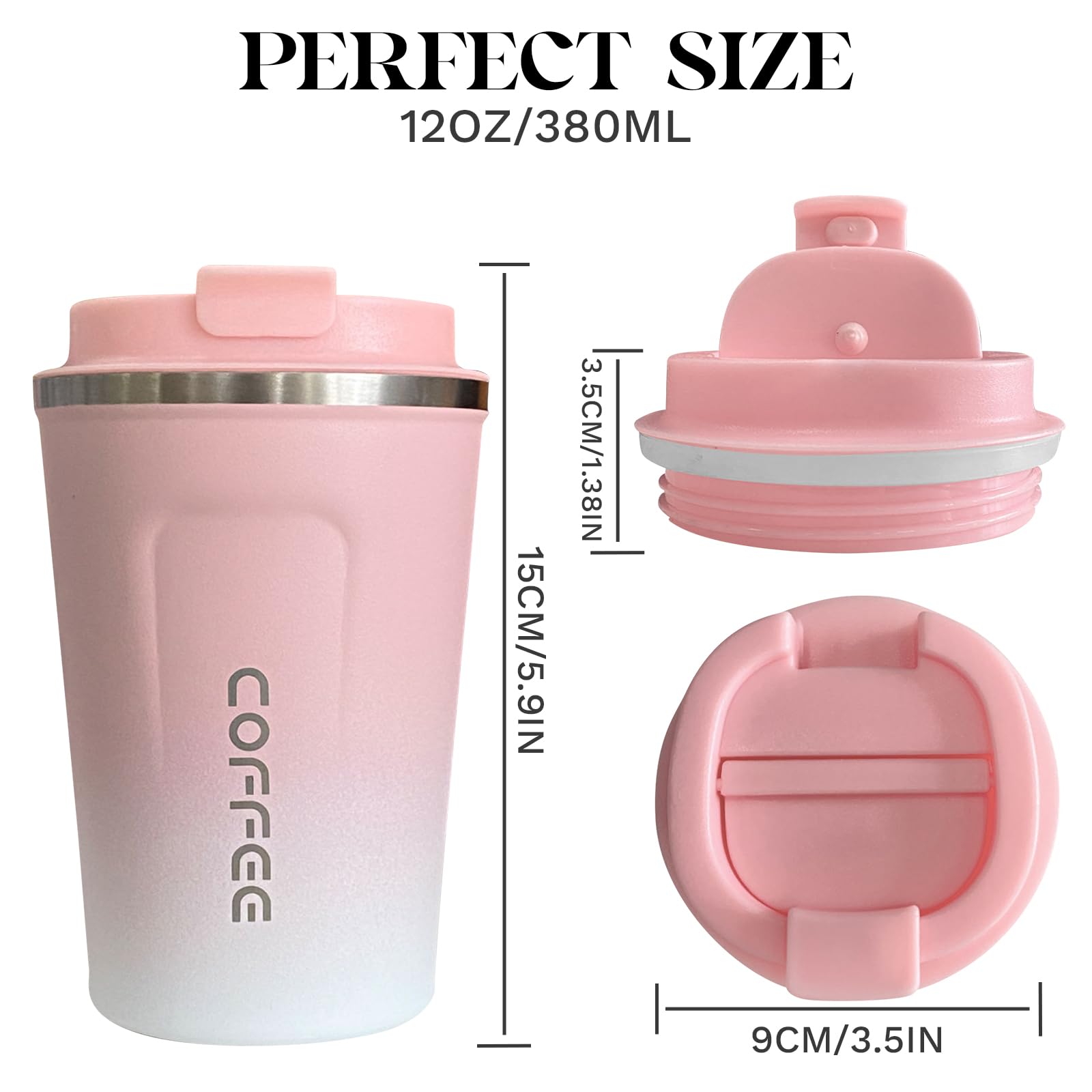 YINBAOGE 12oz capacity fits car cup holders and daily coffee routines.