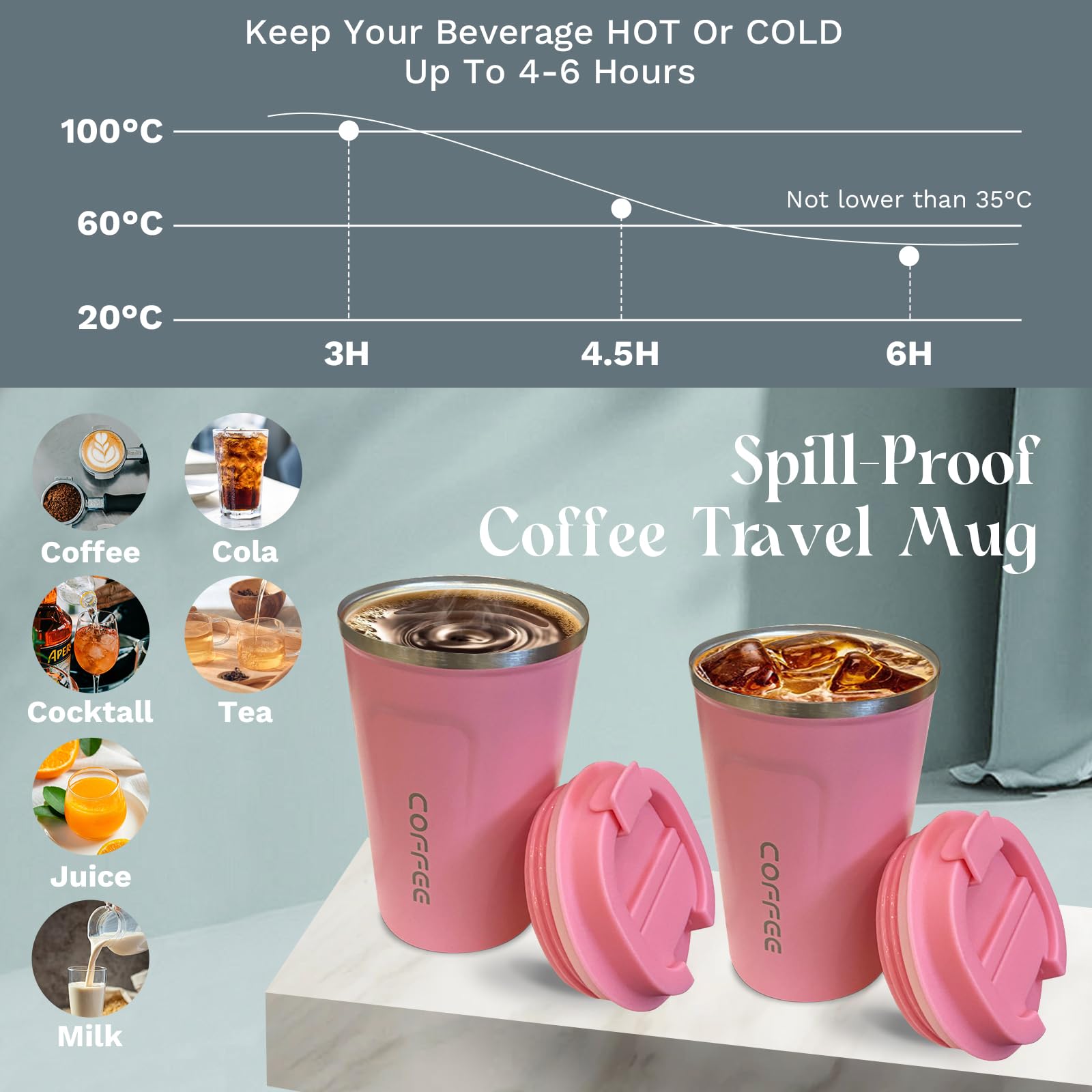 YINBAOGE 304 stainless steel interior preserves flavor and is BPA-free