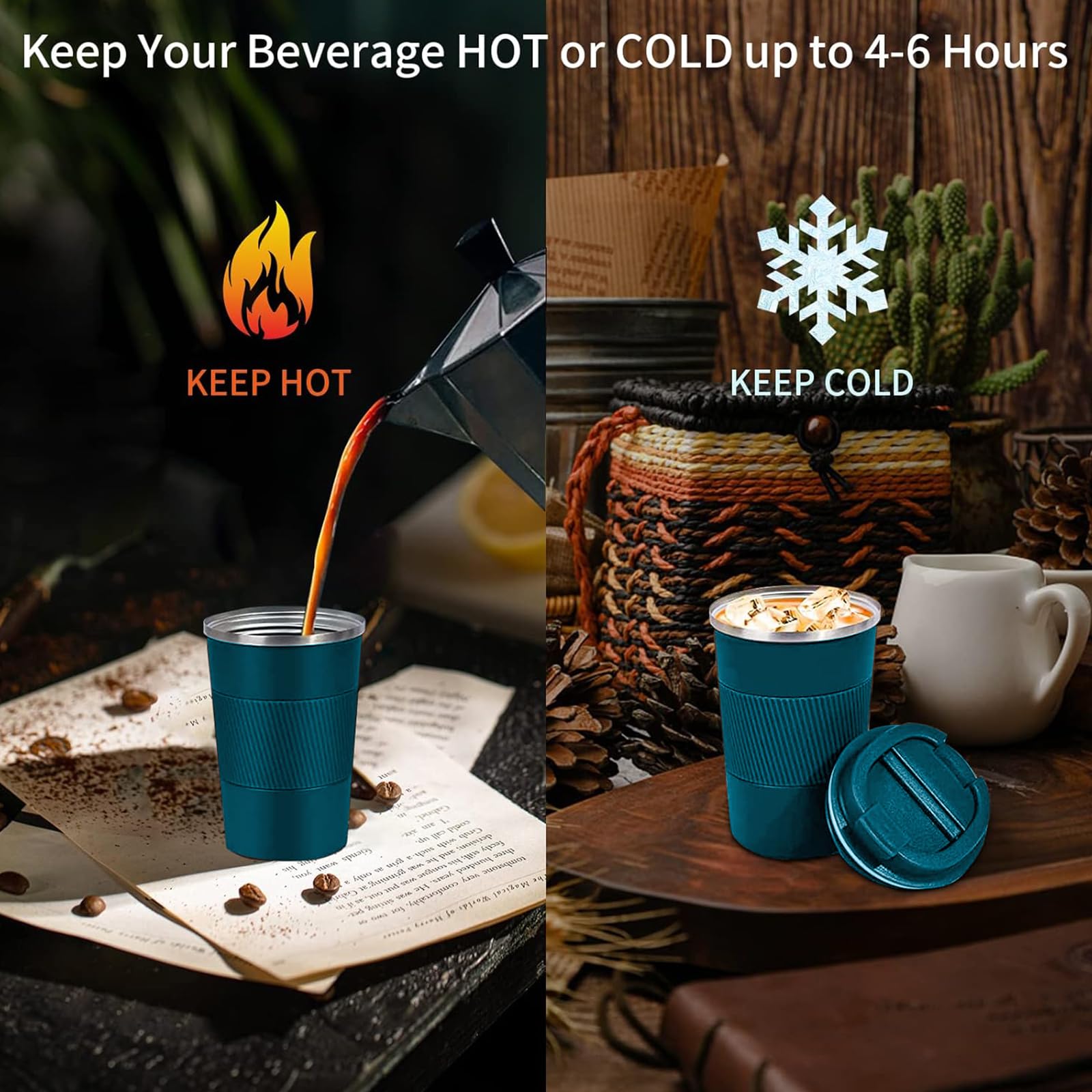 YINBAOGE 12oz mug fits car cup holders and office desks.