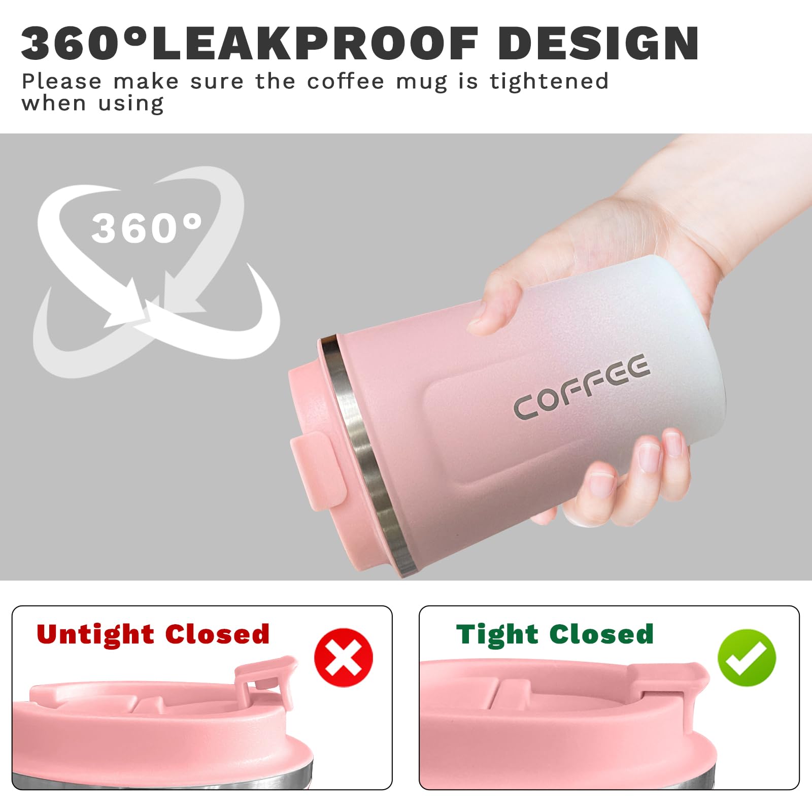 YINBAOGE fits car cup holders travel-friendly mug for commutes and trips