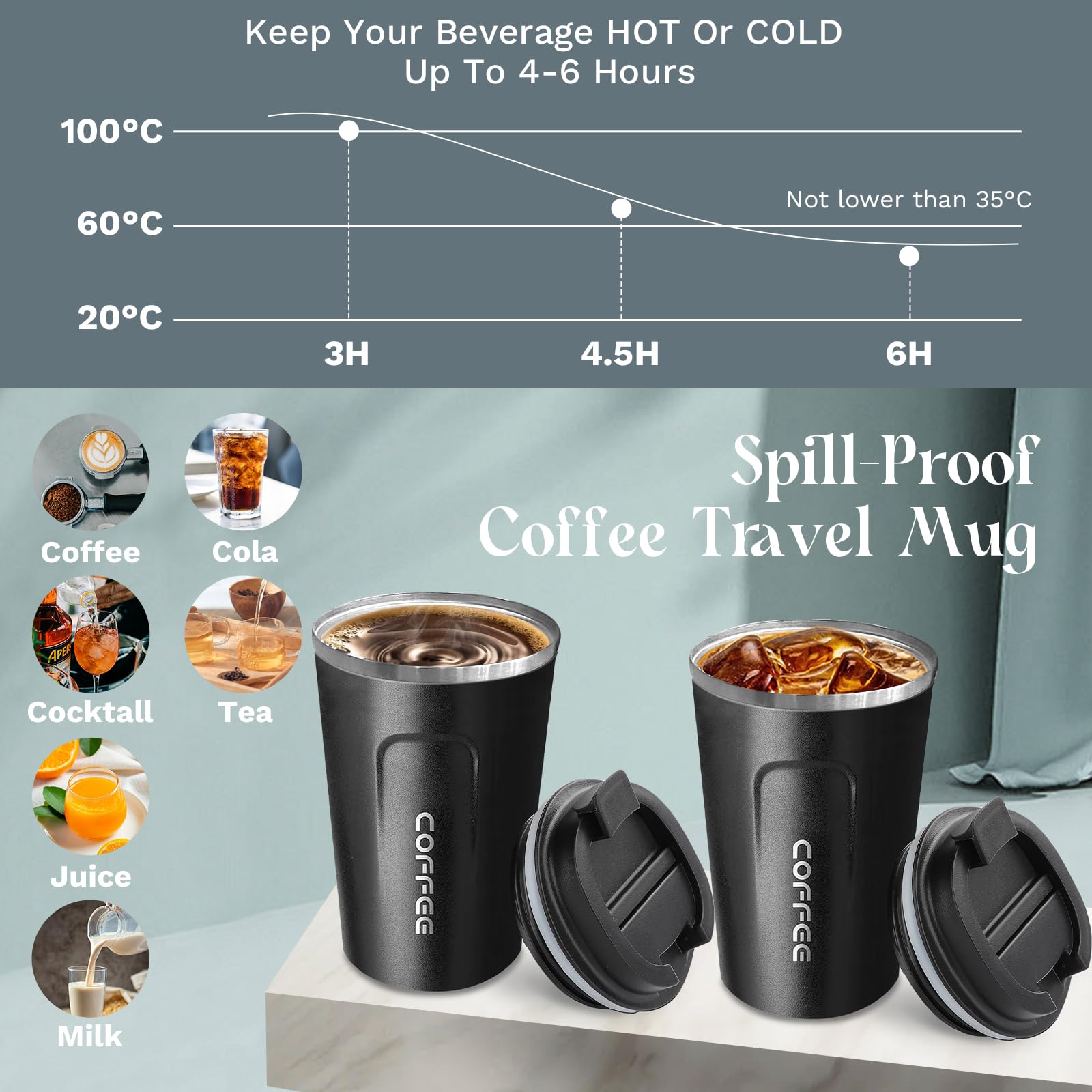 YINBAOGE insulated cup shows double-wall design for temperature retention