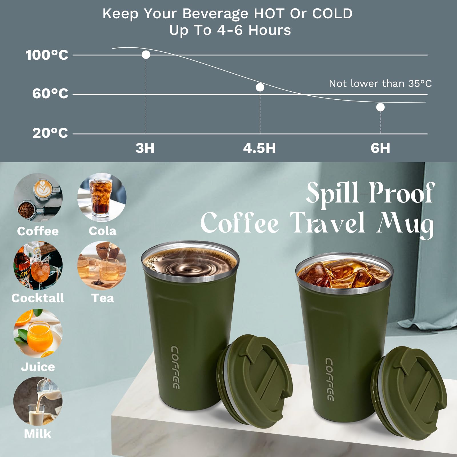 YINBAOGE mug interior view shows 304 stainless steel for safe, odorless sipping