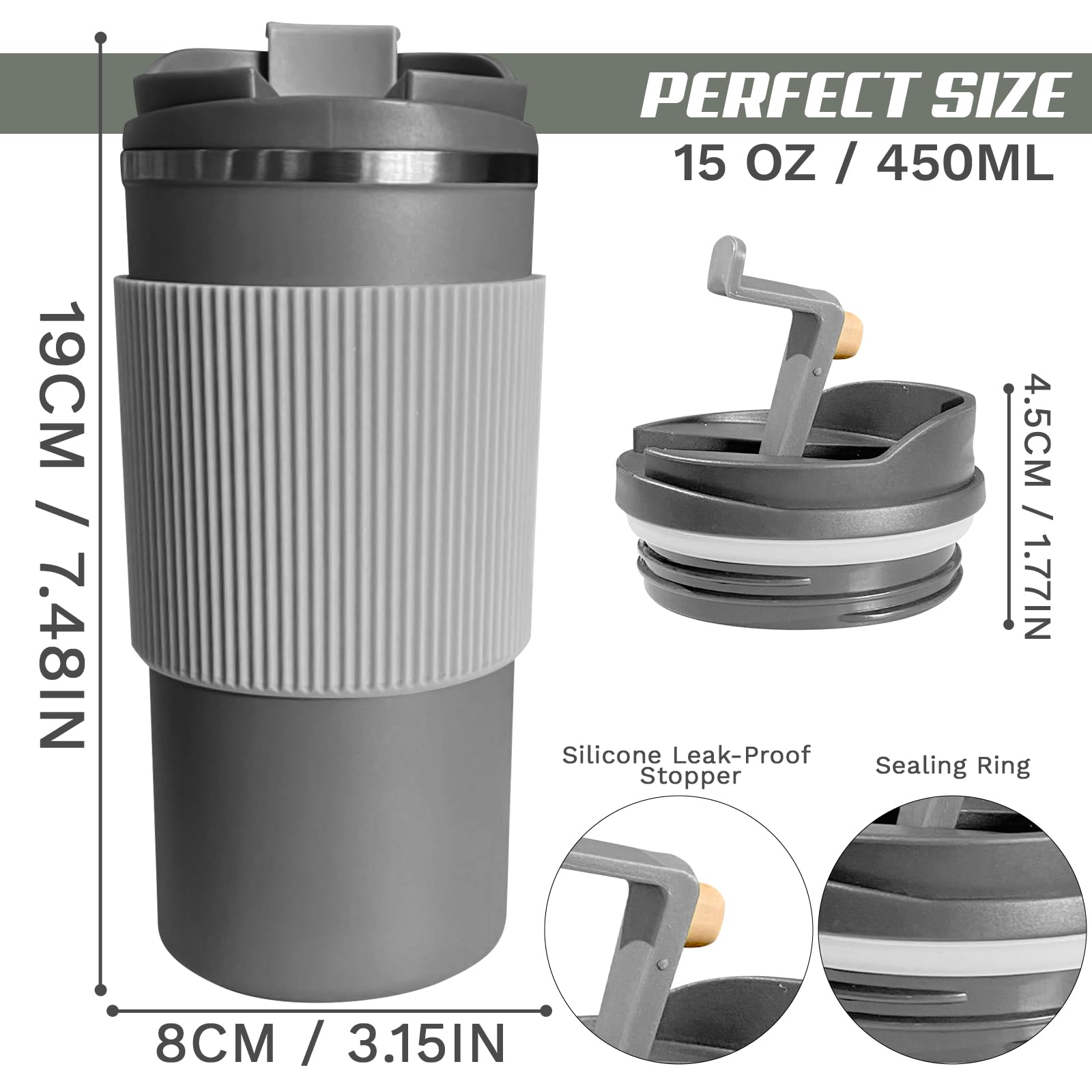 YINBAOGE mug with leak-proof lid prevents spills in bags.
