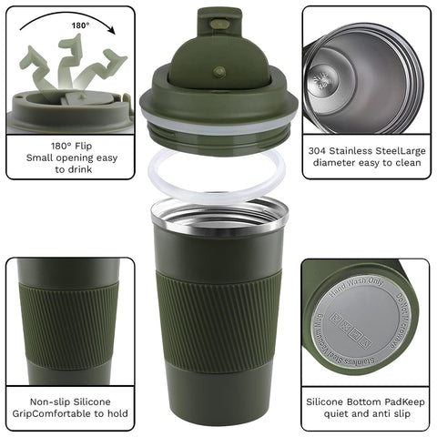 YINBAOGE leakproof mug with screw-on lid prevents spills during commute.