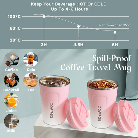 YINBAOGE screw-on lid with sipping spout for easy on-the-go drinking.