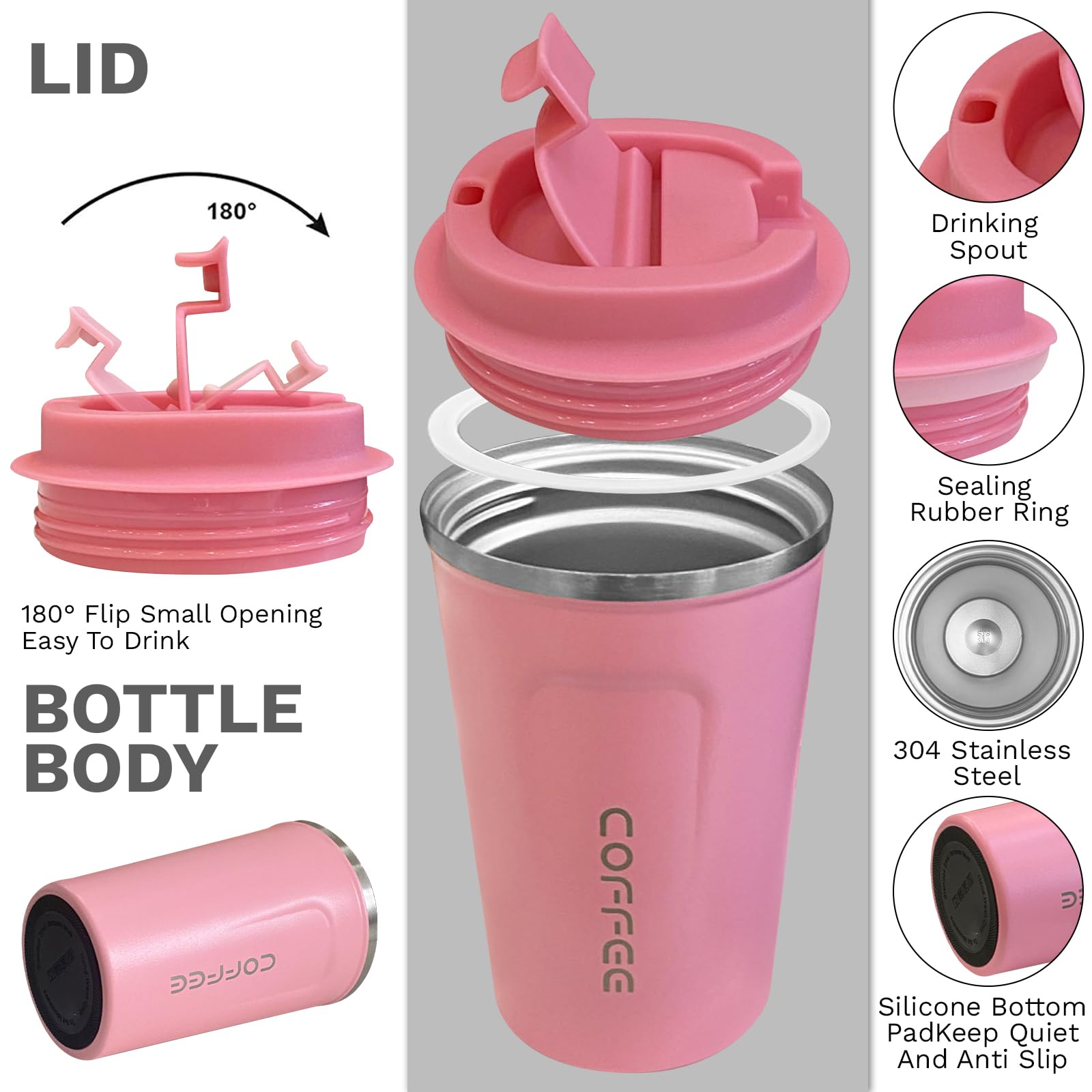 YINBAOGE spillproof lid ensures leak-free transport for bags.