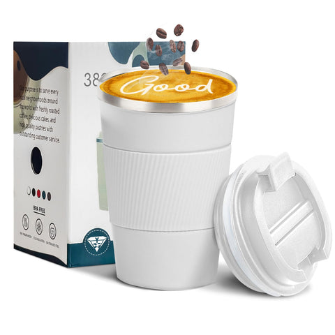 YINBAOGE travel mug with lid on for on-the-go security.