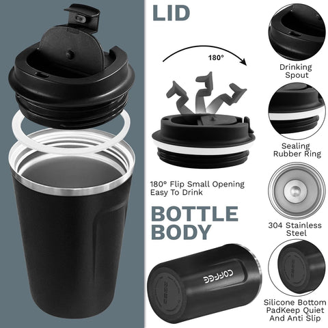 YINBAOGE 12oz stainless steel mug with silicone sleeve for a comfortable grip.