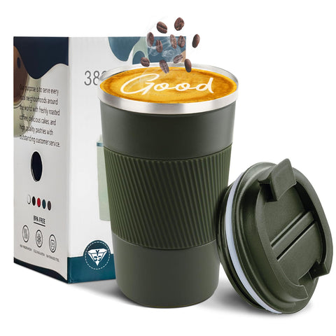 YINBAOGE 17 oz insulated travel mug with sealed lid, ideal for spill-free commutes.