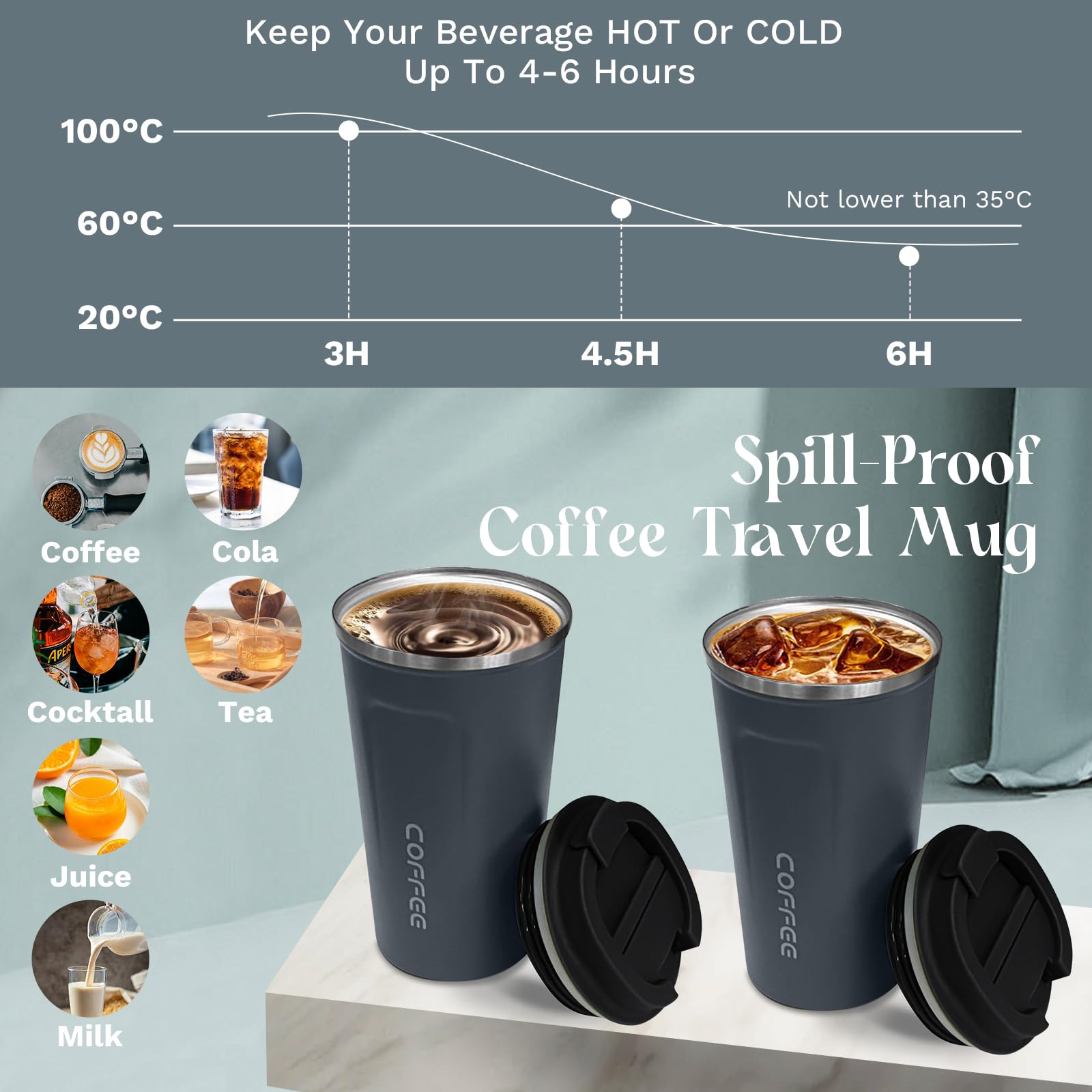 Wide-mouth design on the YINBAOGE mug simplifies filling and cleaning.