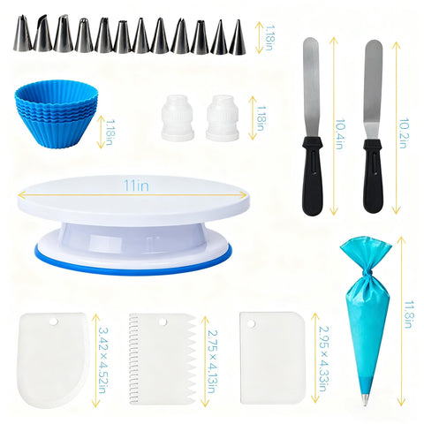 Yindess kit includes 12 piping nozzles for floral and decorative borders