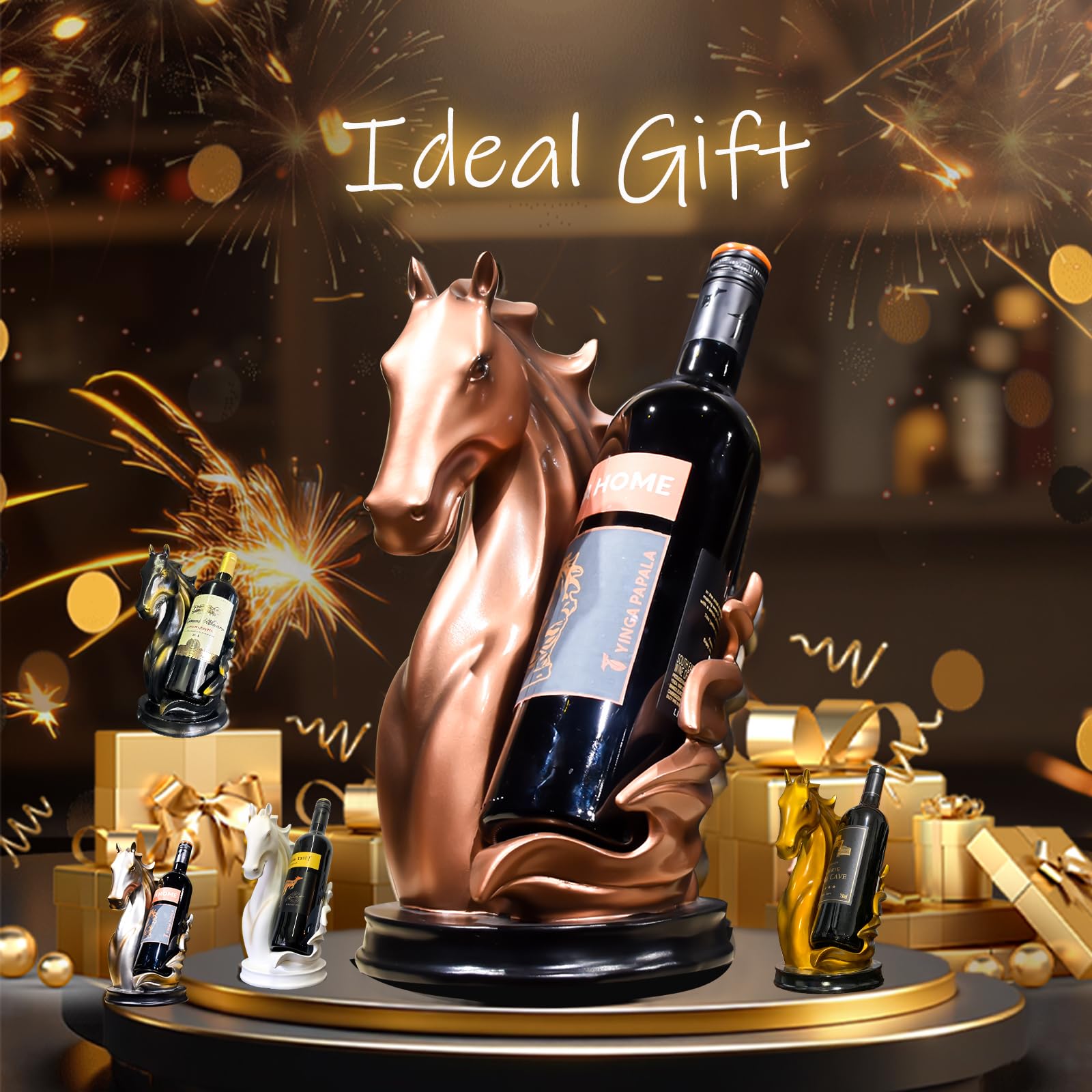 YINGAVERSAI decorative wine rack table statue enhances living room decor.