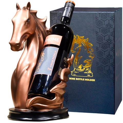 YINGAVERSAI horse wine bottle holder on table creates a refined centerpiece.